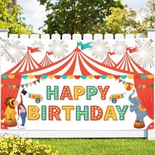 XtraLarge Carnival Happy Birthday Banner - 72x44 Inch Carnival Theme Party Dec