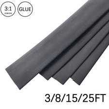 3:1 Heat Shrink Tubing Black Dual Wall Waterproof Glue Wires Wrap LARGE SIZES 