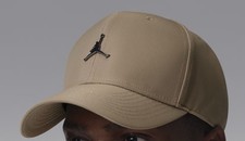 Size M/L - Nike Air Jordan Rise Metal Hat, Khaki/Gunmetal Jumpman Strapback