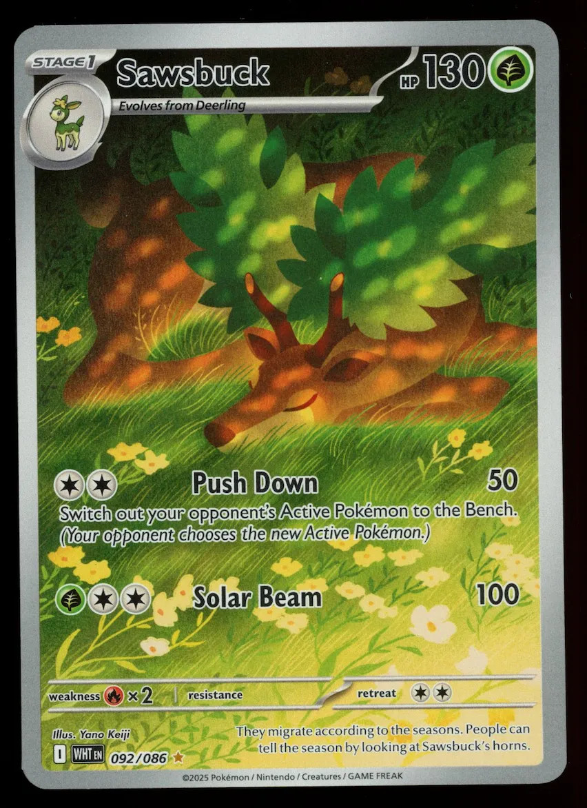 SAWSBUCK 2025 Pokemon Scarlet & Violet White Flare Holo Illustration Rare #92/86
