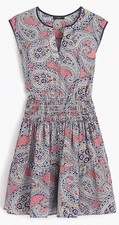 J.Crew Paisley Silk Boho Dress Size 14 Smocked Waist Sleeveless Y2K Indie NWT
