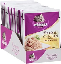 Pack of 24 WHISKAS PURRFECTLY Chicken Wet Cat Food Chicken Entree Flavor 3 Oz
