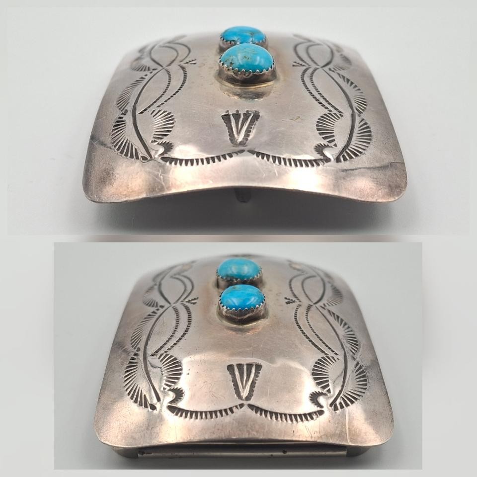 Vintage Sterling Silver Rectangular Concho Stampe… - image 12