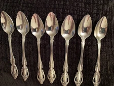 Oneida Community BRAHMS Grapefruit Spoons Stainless Glossy Silverware   7 pc LOT