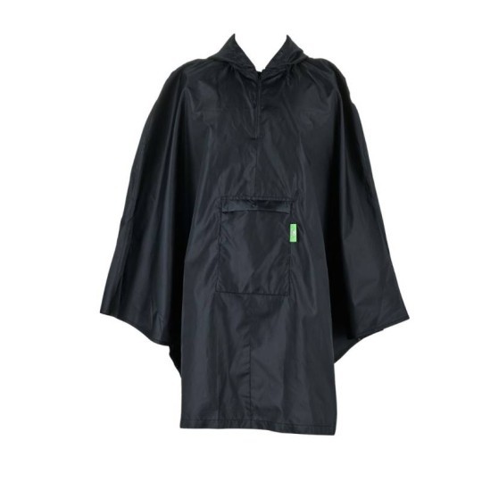 Eco Chic Plain Black Waterproof Foldable Adult Poncho - BNWT