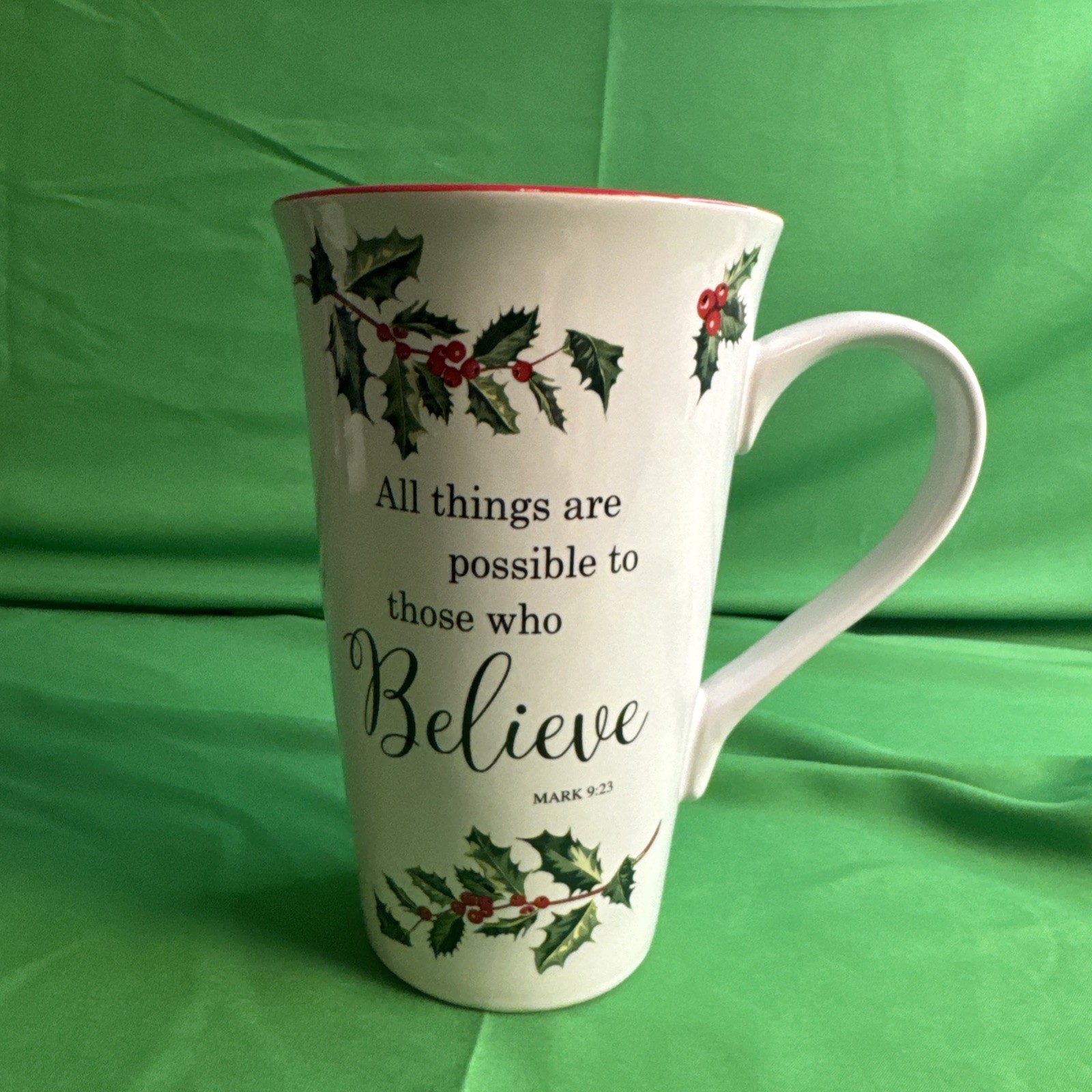 Large Holiday Coffee Mug Winter Cardinal Believe Global Design Connections NWT