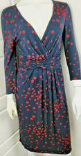 Fenn Wright Manson Size 10 Jersey Wrap Dress Dark Navy/spot Midi  Exc cond