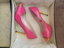 Enzo Angiolini open toe high heels patent leather hot pink size 8M
