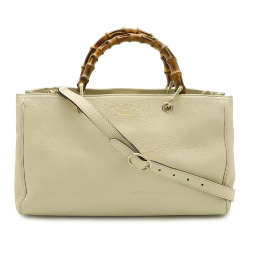 GUCCI Bamboo Shopper Medium Size Tote Bag, Handbag, 2-Way Shoulder Bag, Leather