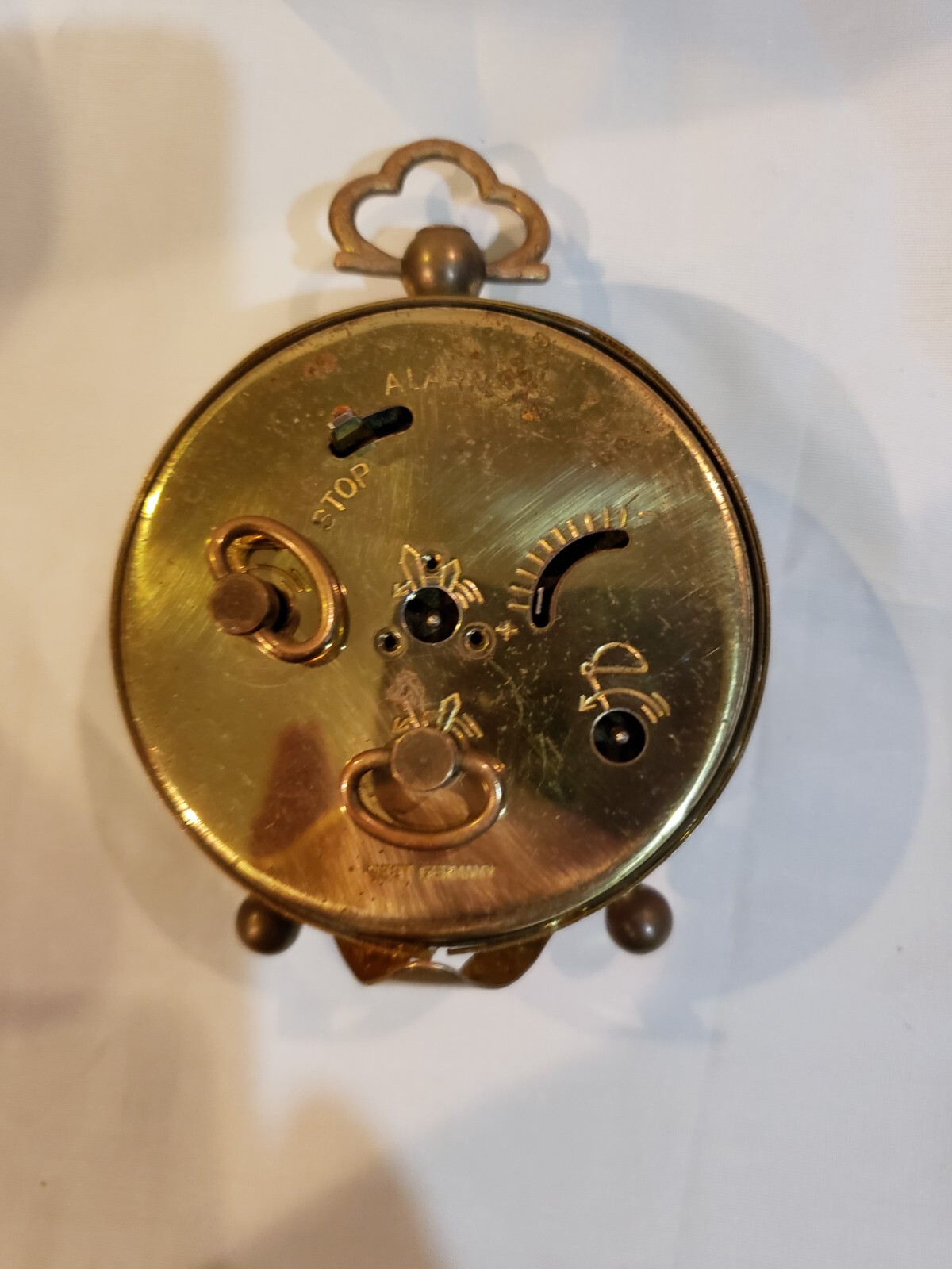 Vintage Brass wind up Alarm clock marked West Germany Read Description