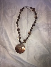 Aris By Treska Brown Beaded Multimedia Shell Necklace