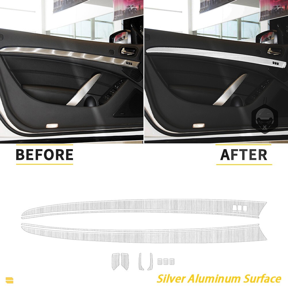Gloss Silver Door Panel Cover Trim For Infiniti G35 G37 G25 Q60 08-15 2-Door