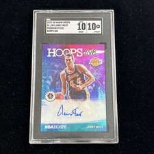 JERRY WEST 2019-20 NBA HOOPS PREMIUM STOCK INK AUTO SGC 10/10 RIP NBA LOGO