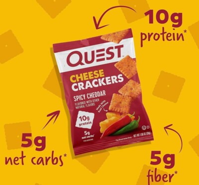 Quest Nutrition Cheese Crackers, Spicy Cheddar Blast, 10g of Protein 12 Pack