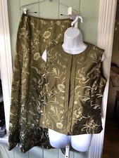 CARLISLE Antique Gold Pure Silk Brocade Skirt Suit Womens Size 10 Skirt Size 8