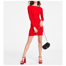 Michael Kors Women Studded Long-Sleeve Bodycon Dress XS Crimson Red