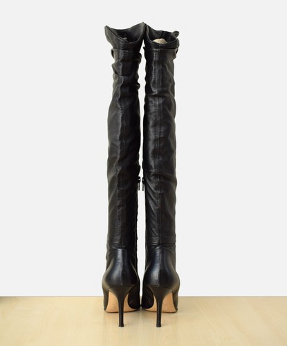 Biondini High-Heel Overknee Stiefel Gr. 37 Vero Cuoio gerafftes weiches Leder - Bild 4 von 13