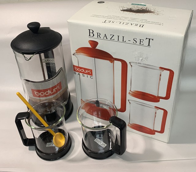 Bodum L1558 Basic Brazil French Press Set 1.75 Pint 2 Mugs & Plunger