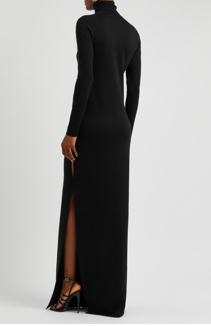 Maxi abito medio Saint Laurent in lana con ritaglio girocollo