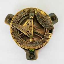Antique Solid Brass Sundial Compass Vintage Marine Collectible Working Designer