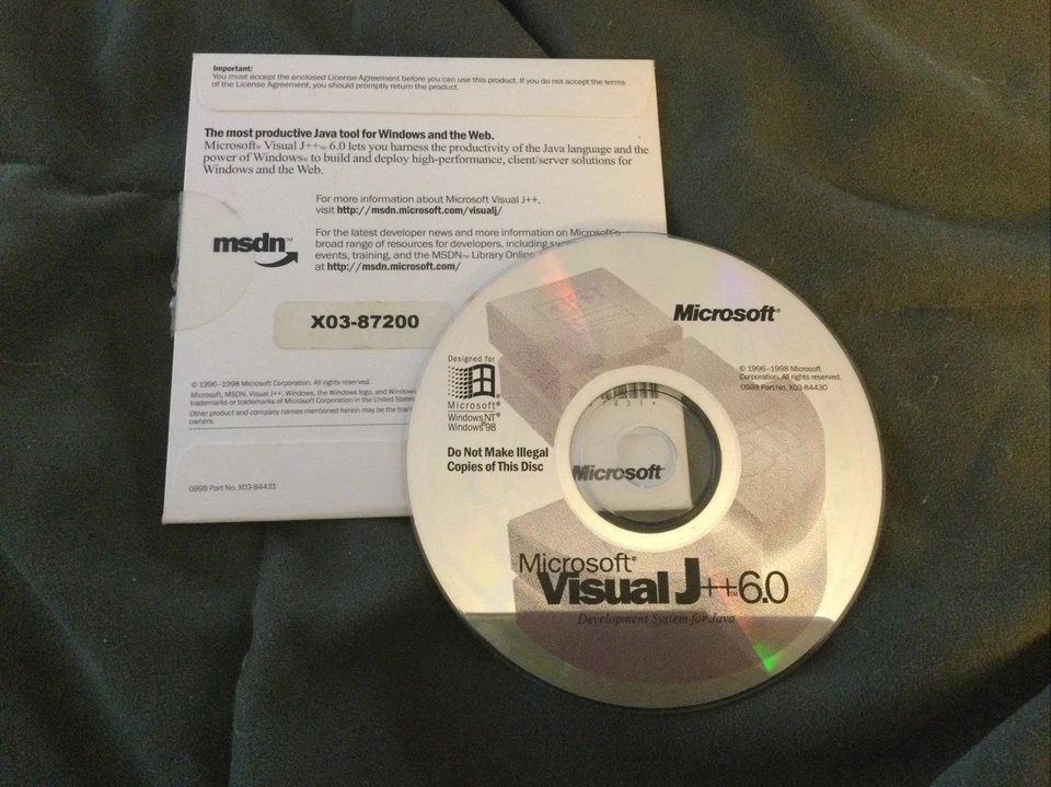 Microsoft Visual J++6.0 X03-87200 Or X03-84431 - Image 2 of 2