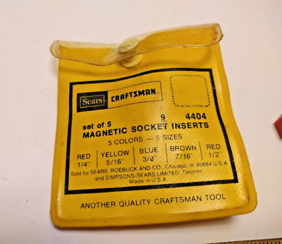 VINTAGE SEARS CRAFTSMAN MAGNETIC SOCKET INSERT Partial set 94404