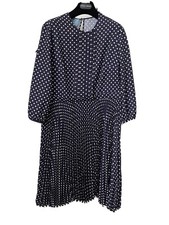 Prada Polka Dot Pleated Dress Blue