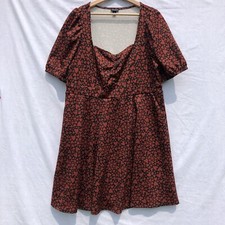 Black w Burnt Orange Hearts Knit Dress Torrid Sz 2 Fit Flare Pockets Polyester