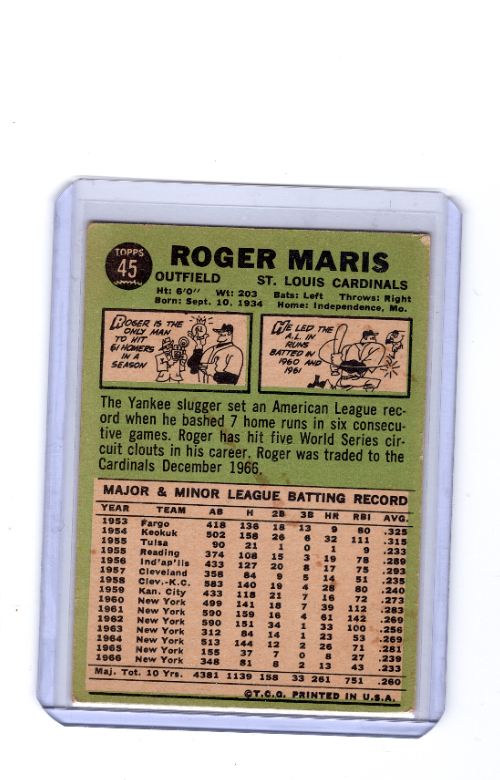 1967 Topps Roger Maris St. Louis Cardinals #45 🚀😳💥VGEX | eBay