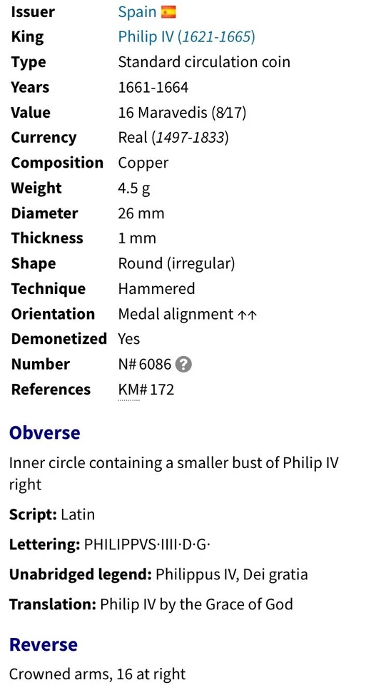 Moneda 1663 Imperio Español 16 Maravedíes Rey Felipe IV 360 Años Rara Foto 3 de 4