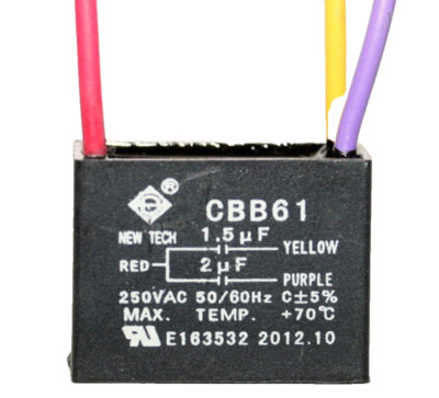 CEILING FAN CAPACITOR CBB61 1.5uf+2uf 3 WIRE 250V