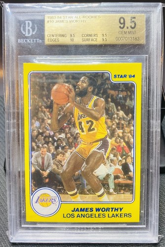 1983 84 Star All Rookies 10 James Worthy Rookie Card BGS 9 5 Quad With 1983 84 Star All Rookies 10 James Worthy Rookie Card BGS 9 5 Quad With