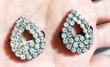 Vintage Musi Shoe Clips Rhinestones Silver-tone Wedding Special Occasion acc-