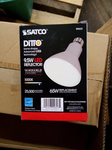 Case of 6 Satco 9.5W BR30 LED 105° Angle, 5000K/Base, 120V/Dimmable - S9623 - Picture 6 of 6