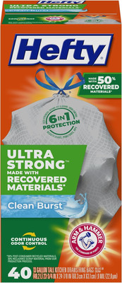 Ultra Strong Made with 50% Recovered Materials* Tall Kitchen Trash Bags, Gray, C