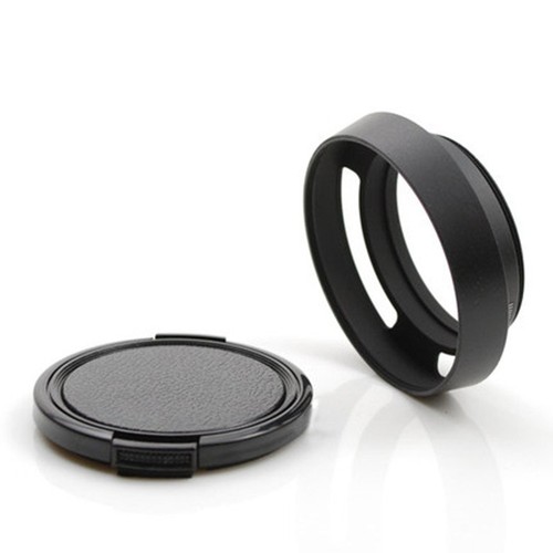 39mm Metal Tilted Vented Lens Hood shade for Leica M LM black+Lens cap - Picture 1 of 4