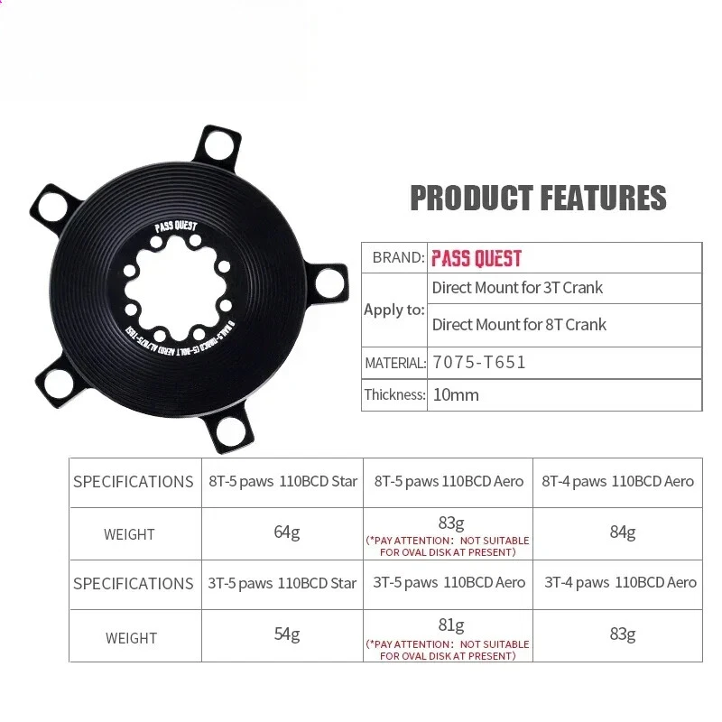 AXS 110 BCD Chainring Adapter Spider 4 Bolt 5 Hole Converter Chainring Road Bike - Image 2 of 4