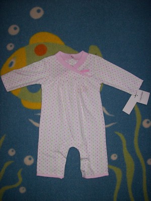 Calvin Klein Girls Long-Sleeve Jumpsuit Baby Infant Polka Dot 3-6 - Main Image