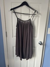 GXF Brown Charcoal Slip Dress Small Adjusting Strap Lined Summer Small