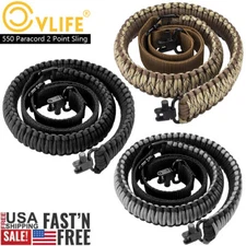 Tactical 550 Paracord Rifle Gun Sling Shotgun Crossbow 2 Point Adjustable Swivel