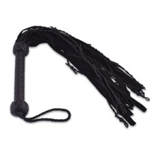 BDSM Real Leather Flogger, Black Suede 24 Thorny Falls Leather handle Sex Whip