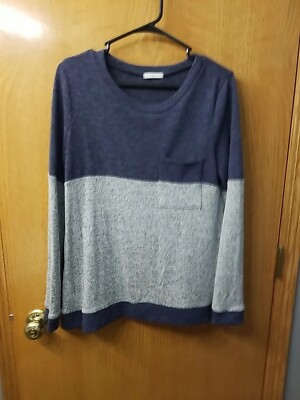12pm By Mon Ami Sweater Shirt Medium~Blue And Gray Made In The USA