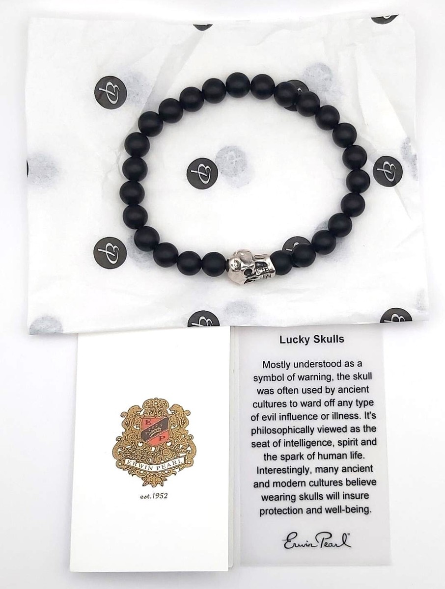 Vintage Erwin Pearl Lucky Skull Stretch Bracelet-9