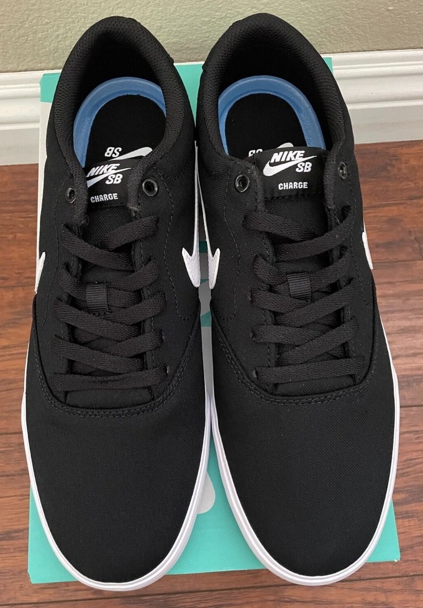 Nike SB Charge Men's Canvas Skate Shoes, Black White