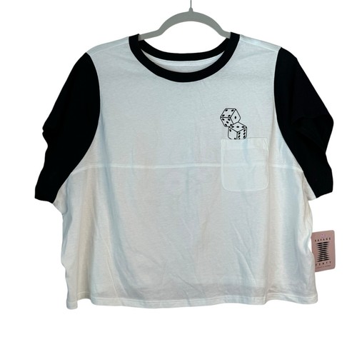 NWT Savage X Fenty ESSENTIAL RACER BABY POCKET TEE Dice Crop Top 2X - Picture 2 of 8