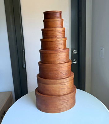 Shaker Workshops USA Bentwood Oval Nesting Boxes Set of 8 Cherry Wood vintage