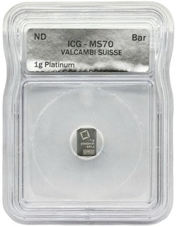 Valcambi Suisse 1 Gram .9995 Fine Platinum ICG MS70 Platinum Bar