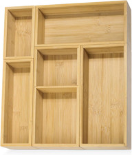 5 Pack Bamboo Drawer Organizer Set, Multi-Use Junk Drawer Organizer for Bathroom