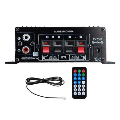 12V/AC 220V Digital Amplifier Bluetooth HIFI Mini Stereo Audio USB FM Home Car