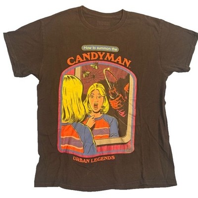 Men's Urban Legends How to Summon Candyman Graphic T-shirt Size L Black horror